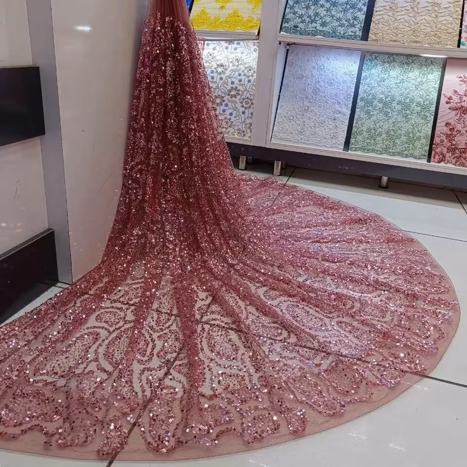 پارچه دانتل پولک دوزی مجلسی طرح Stain