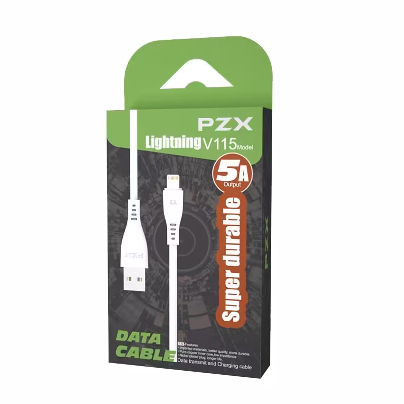 کابل تبدیل usb به لایتنینگ پی زد ایکس مدل V115 طول 1 متر