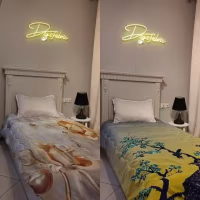 لحاف یک نفره طرح گل سه بعدی طلایی