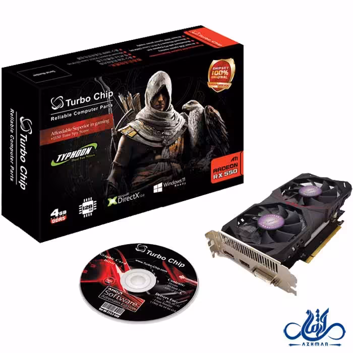 کارت گرافیک توربو چیپ RX550 4G D5 128bit TYPHOON