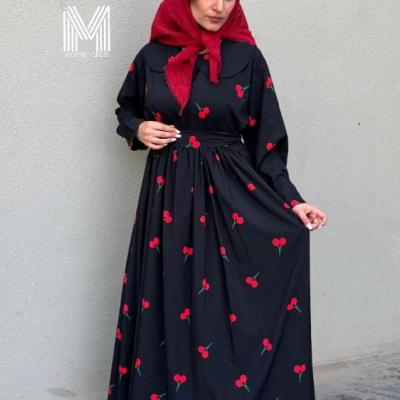 پیراهن مهمانی زنانه کرپ مدل پیراهن کرپ فلور گیلاسی کیژان