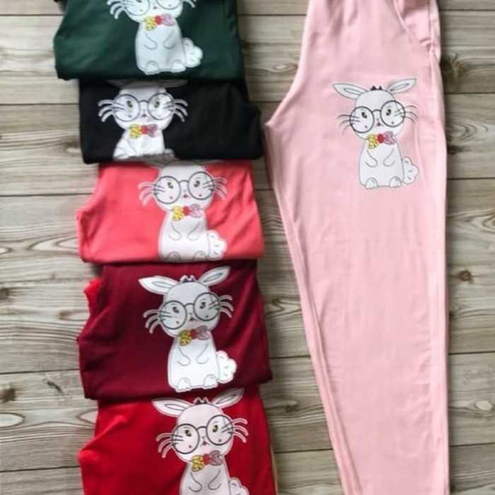 شلوار اسلش دورس رنگی اعلاء چاپ خرگوش