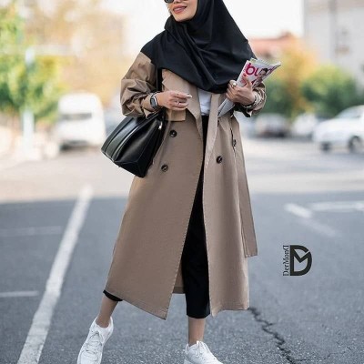 مانتو اداری زنانه کرپ مدل مانتو مازراتی ترک گرم بالا مدل پریناز