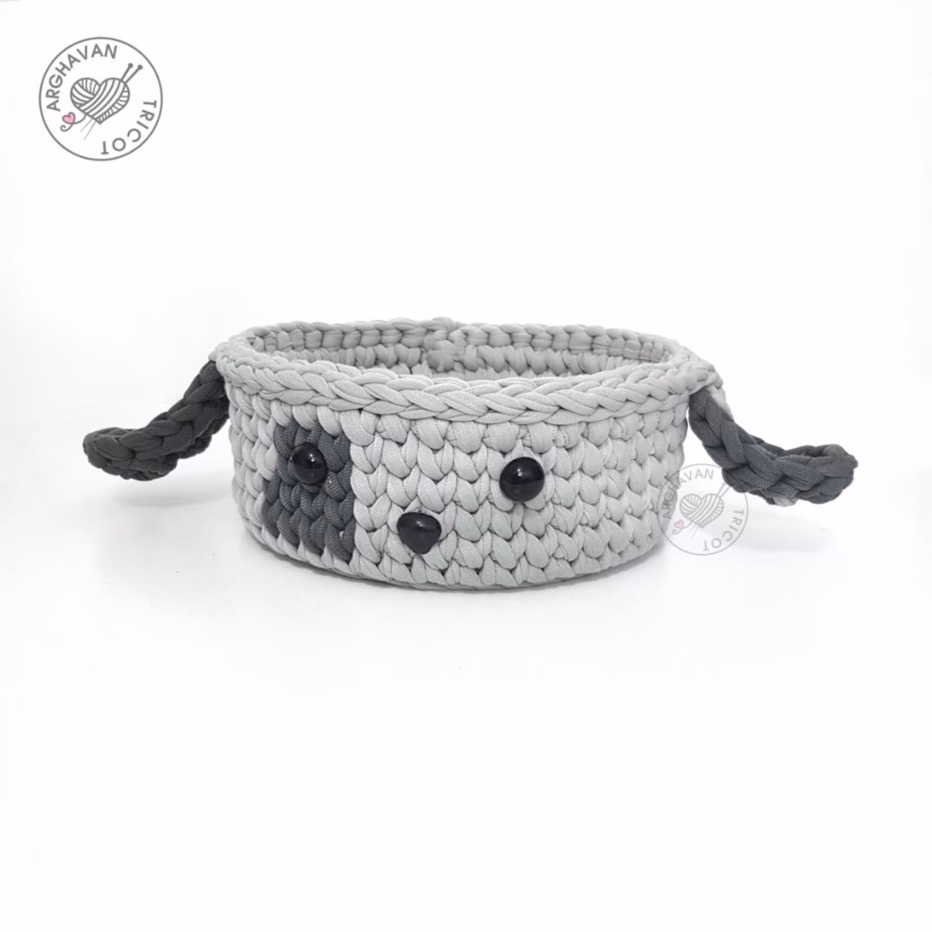 سبد تریکویی استوانه سایز 20 سانت مدل هاپو خوشگل