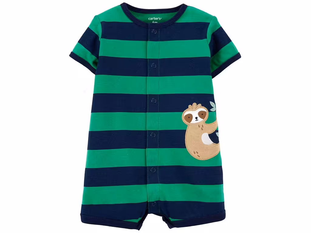 رامپر نوزاد و کودک پسرانه رنگ سبز-سرمه ای طرح گلدوزی شده حیوان تنبل کارترز Carters