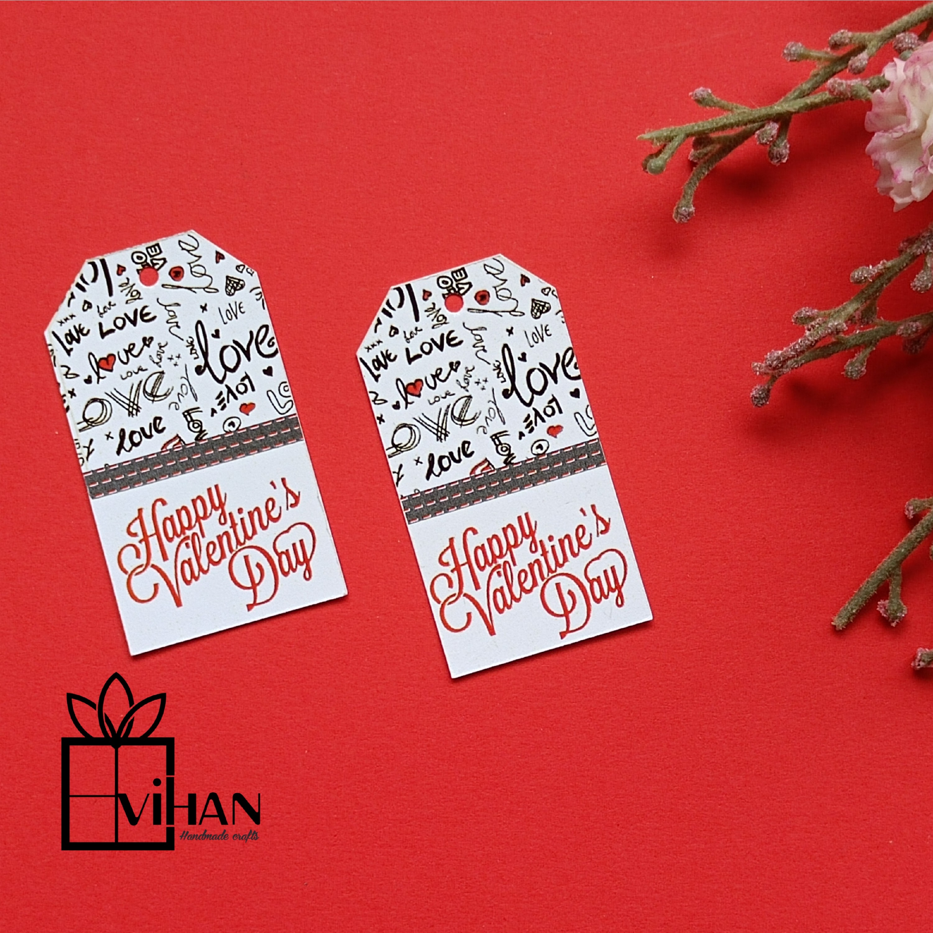 تگ مقوایی تزئینی باتم ولنتاین بسته 10 تا ئی 3