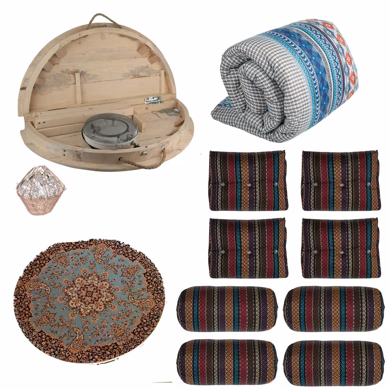 کرسی تاشو گرد پارسین مدل Darya-L3K90 مجموعه 13 عددی