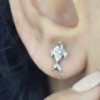 گوشواره میخی نقره  مدل دلفین  کد 6236