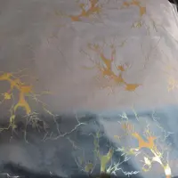 3 متر پارچه پرده مخمل طلاکوب رنگ توسی طرح درختی عرض 1.50