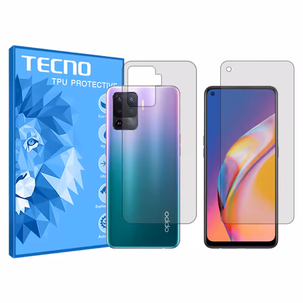 گلس صفحه نمایش و پشت گوشی اوپو A94 مدل هیدروژلی شفاف برند تکنو کد SS