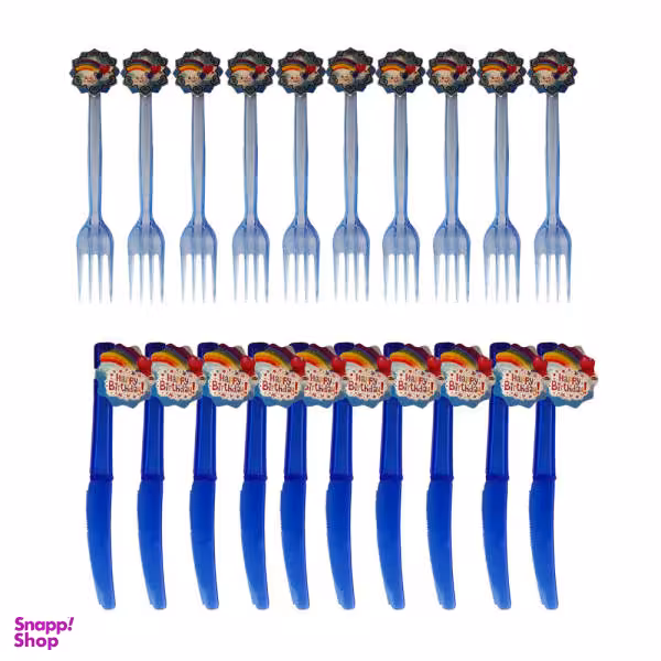 کارد و چنگال یکبار مصرف مدل رنگین کمان مجموعه 20 عددی