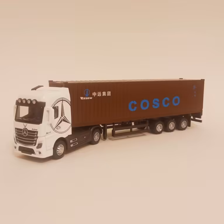 ماکت ماشین تریلی کانتینر دار بنز اکتروس طرح 3 طول 33 سانتی متر