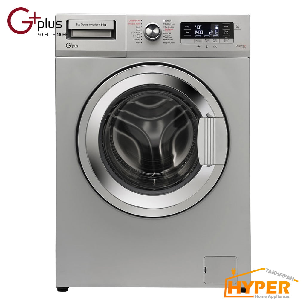 ماشین لباسشویی جی پلاس GWM-84B35S نقره ای 8 کیلویی