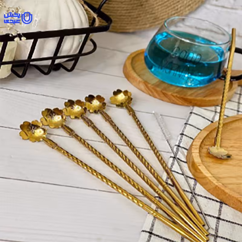 قاشق نی دار مارپیچ طلایی