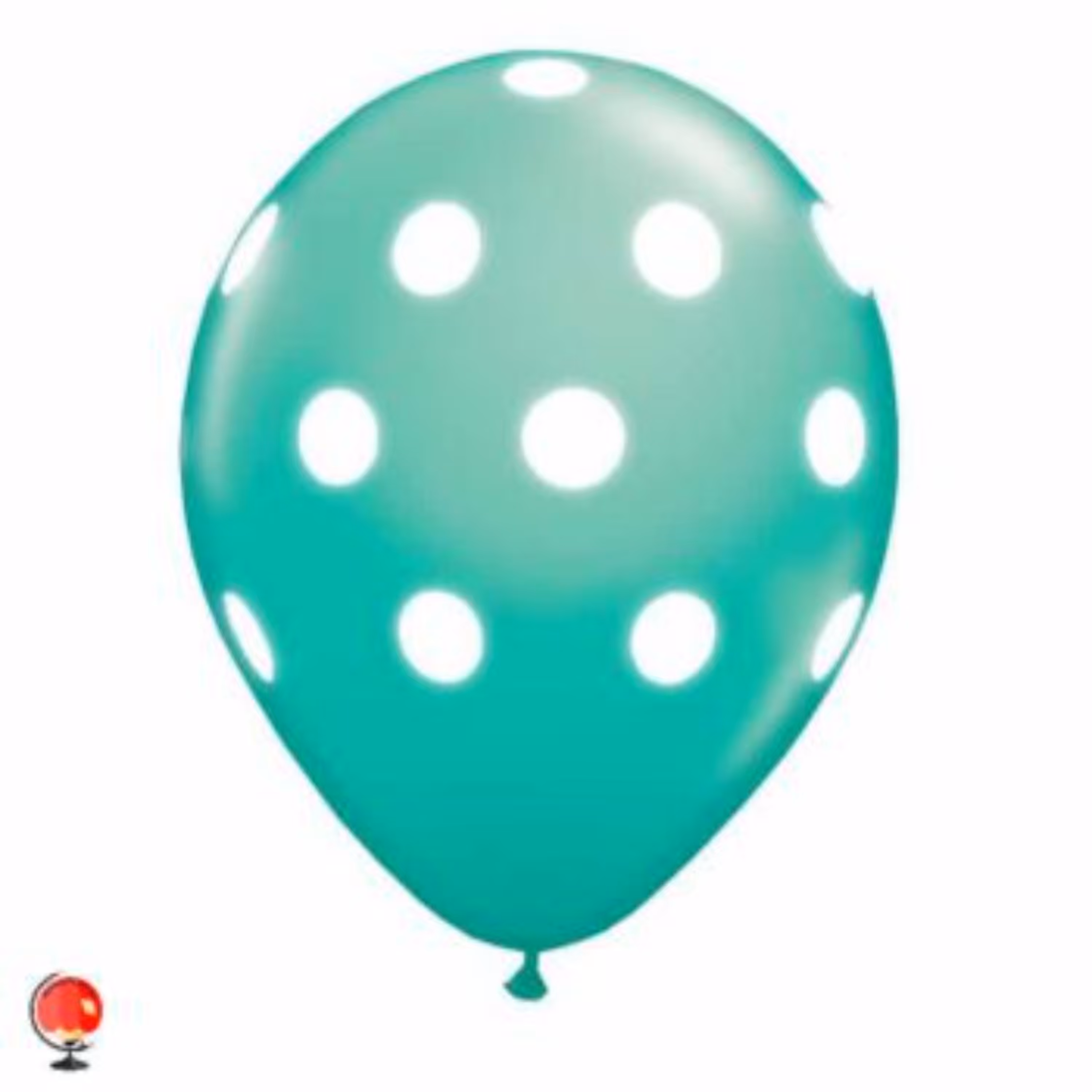 بادکنک فیروزه ای خالدار سفید سایز 12 اینچ