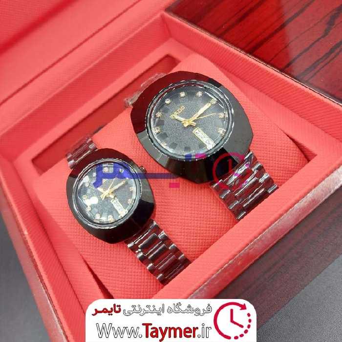 ست ساعت مچی زنانه و مردانه طرح رادو رنگ مشکی 