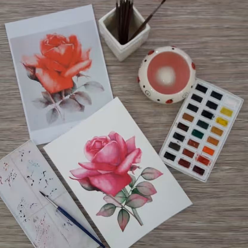 نقاشی آبرنگ گل