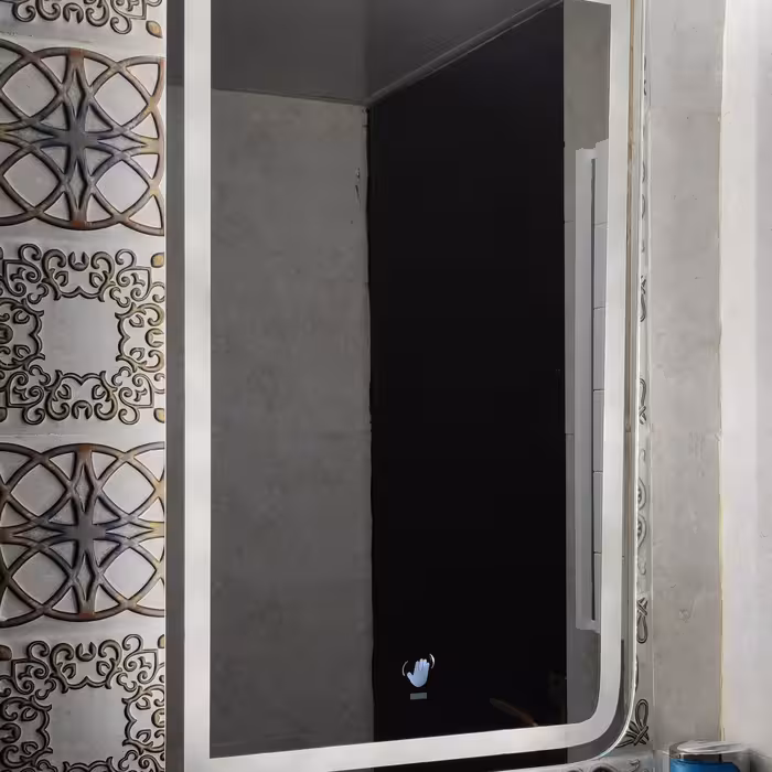 ایینه بک لایت سنسور لمسی سندبلاست طرح خطی مستطیل کد(0010)