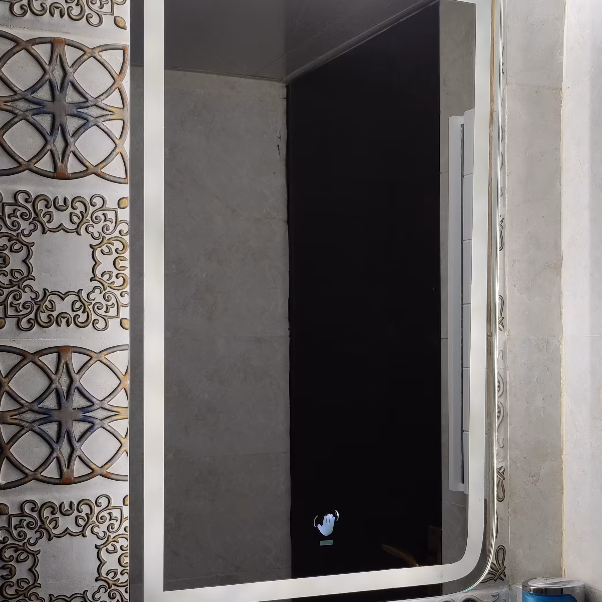 ایینه بک لایت سنسور لمسی سندبلاست طرح خطی مستطیل کد(0010)