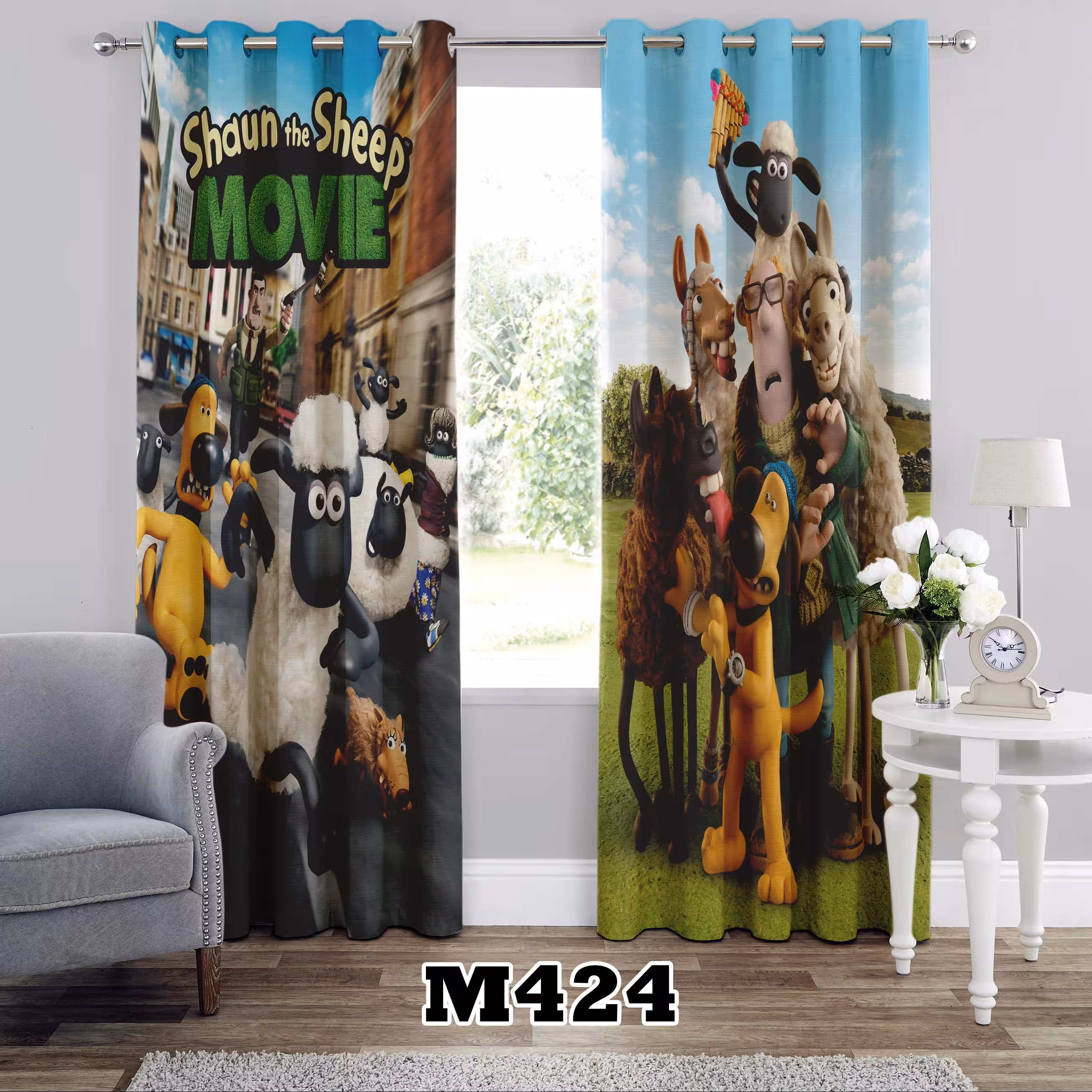 پرده چاپی طرح بره ناقلا کد M424 تک قواره ارتفاع 300 عرض 140 سانت