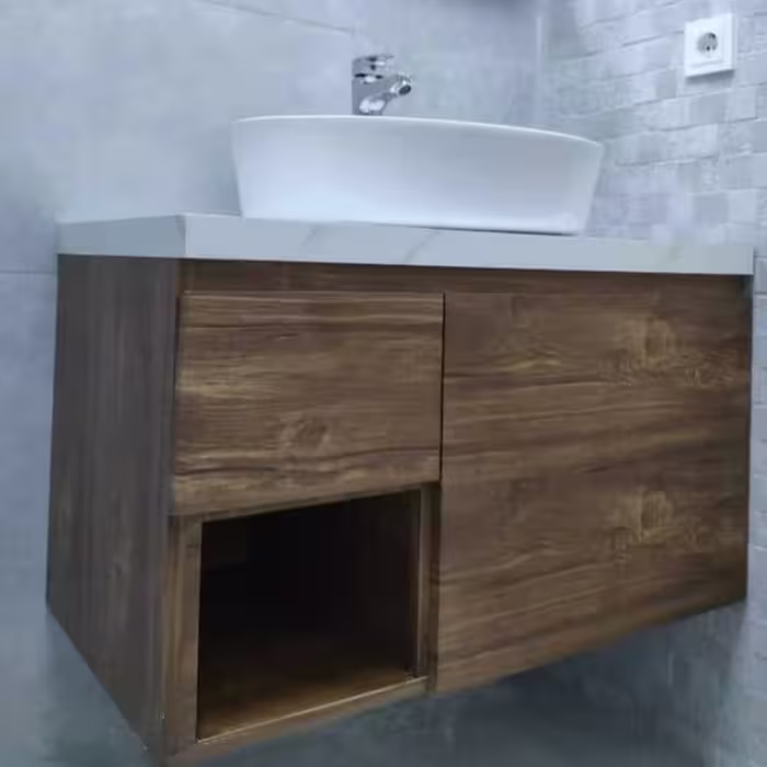 روشویی کابینتی مدل اسی ابعاد 40 در 80 تمام پی وی سی سنگ مرمریت کاسه سرامیکی ارسال به سراسر ایران