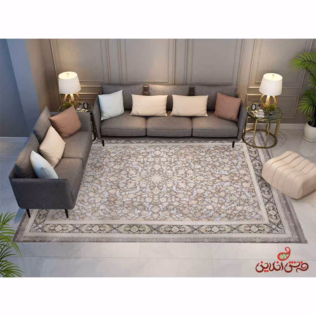 فرش ماشینی برلیان طرح افشان گلریز سیلور