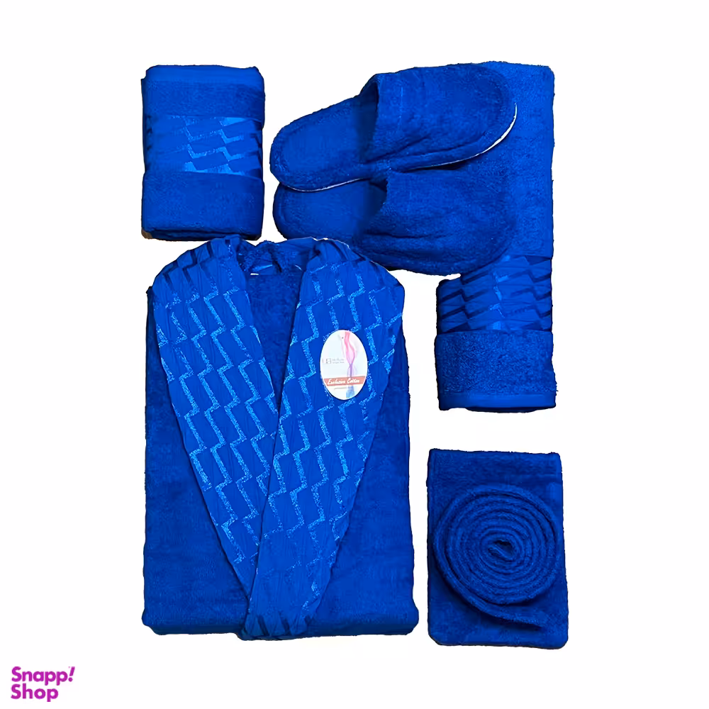 سرویس حوله پالتویی 6 تکه بهباف آذر طرح آرام سایز 125 سانتی متر