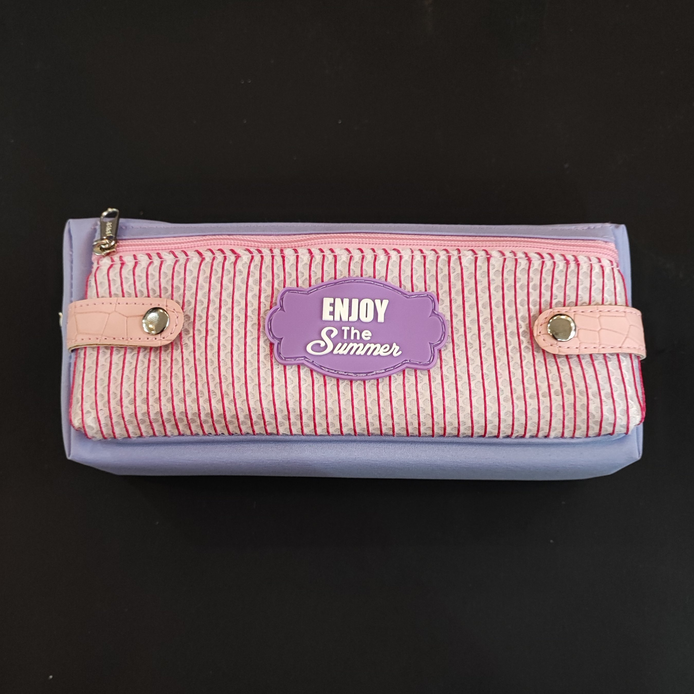 جامدادی مدل enjoy - دو زیپ و دکمه دار - بنفش (پس کرایه)