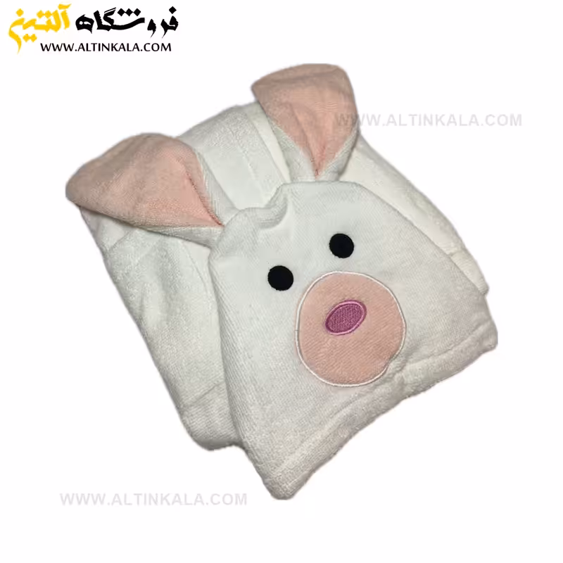 حوله پالتویی کودک سلین طرح خرگوش سفید سایز 6-7