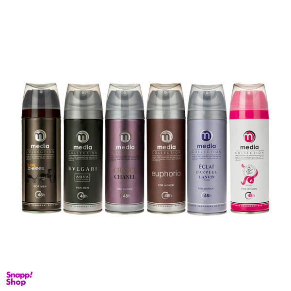 اسپری خوشبو کننده بدن مدیا (Media) مدل Mmw10 حجم 200 میلی لیتر مجموعه 6 عددی