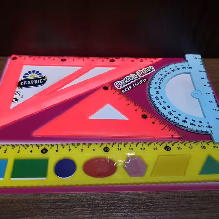 ست 4 تکه خط کش نقاله گونیا ژله ای