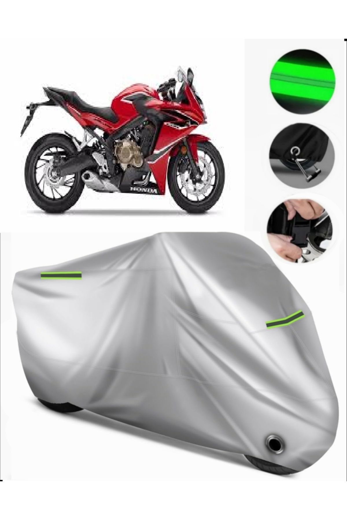 چادر موتورسیکلت خاکستری HONDA CBR 650 FA سازگار با برزنت مرمت LOCK GRI MotoEn