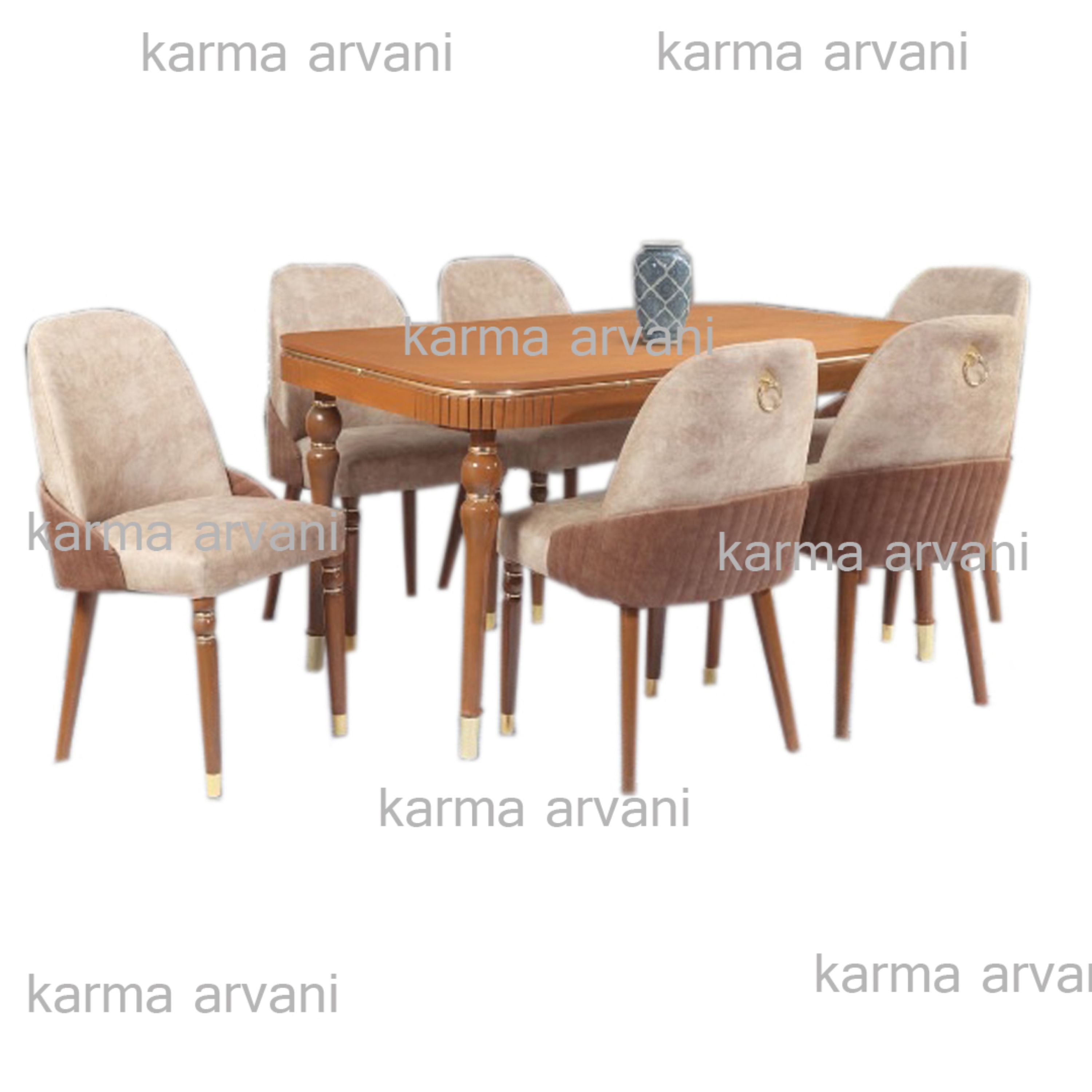 میز ناهار خوری هانزو نسکافه ای 155در90در77 چوبی 6 نفره برند کارما ارسال رایگان