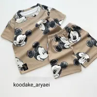 ست راحتی تیشرت شلوارک میکی موس هم دخترونه هم پسرونه نخ پنبه درجه یک بدون پرزدهی و آبرفت  سایز 35الی60