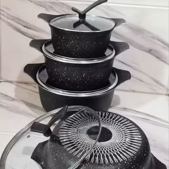 سرویس قابلمه فورج گرانیتی 8پارچه دو رو گرانیت