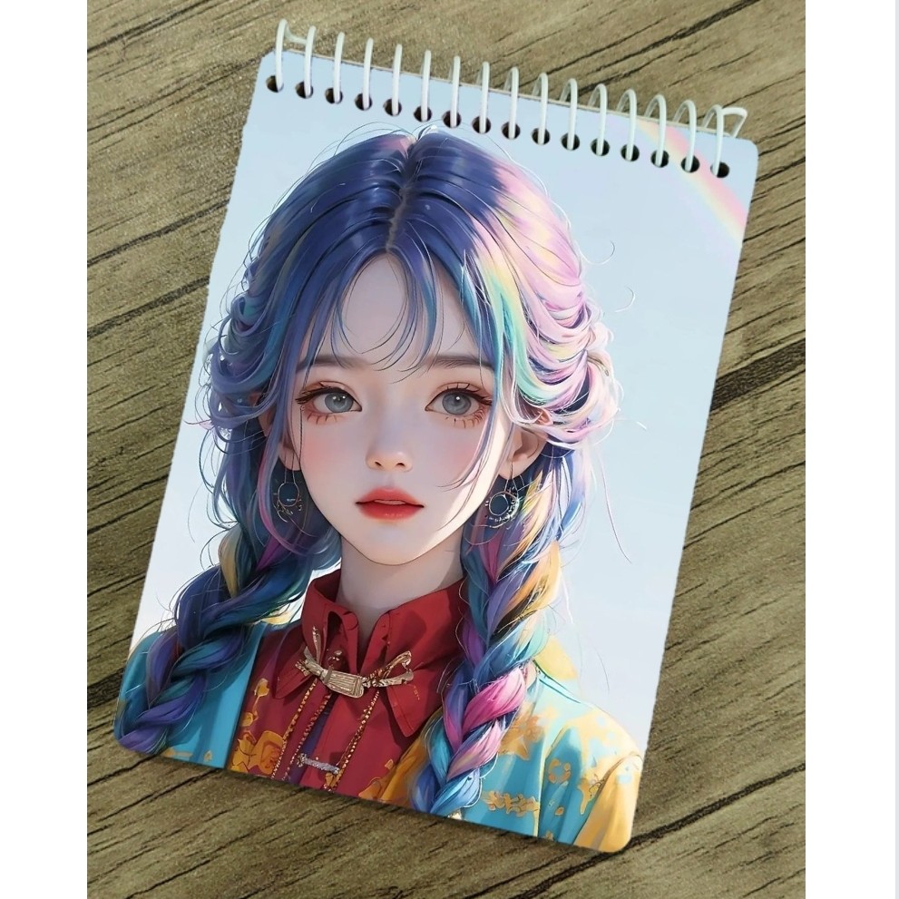 دفتر  فانتزی با کاغذ کرافت طرح دخترانه انیمه ای ملزومات بولت ژورنال و اسکریپ بوک