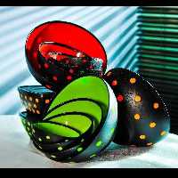 کاسه خالدار چهار تکه هایلوکس در سه رنگ سبز  قرمز  نارنجی