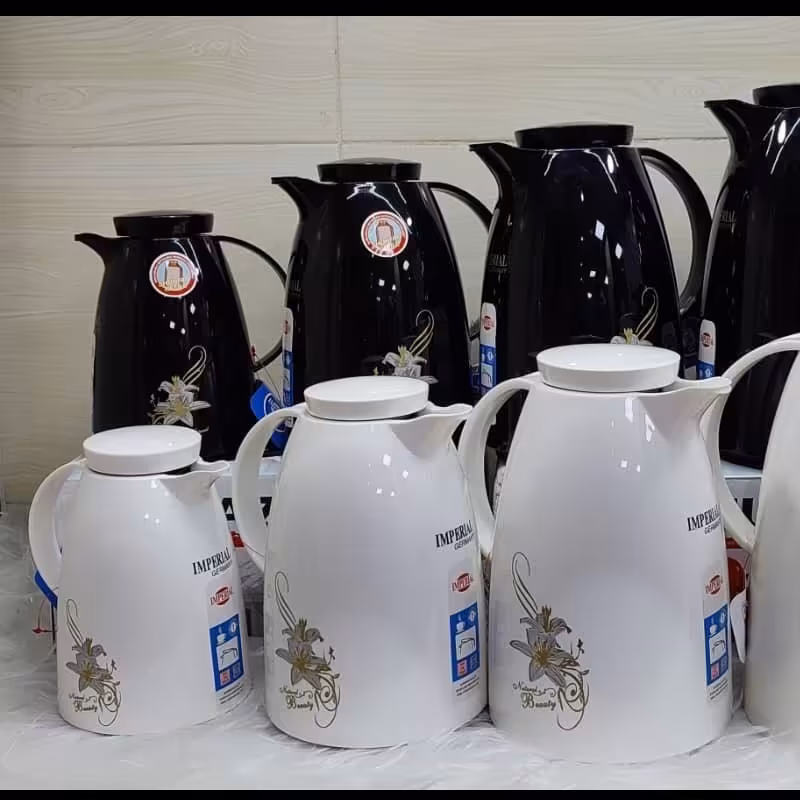 فلاکس چایی شیشه صورتی گلدار حجم نیم لیتری در دو رنگ سفید و مشکی