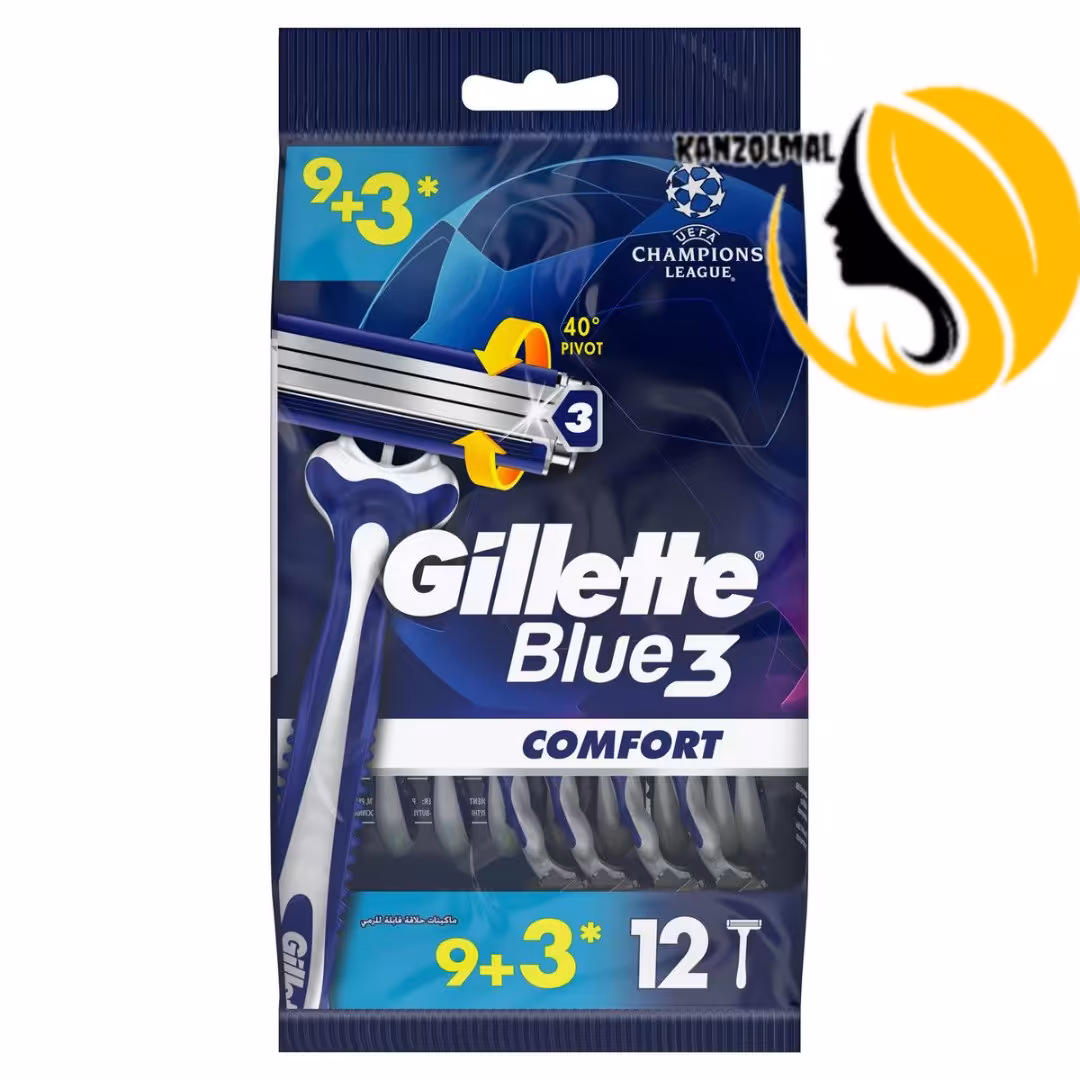 ژیلت سه لب بلوتری  blue 3  مارک ژیلت اصلی دوازده عددی