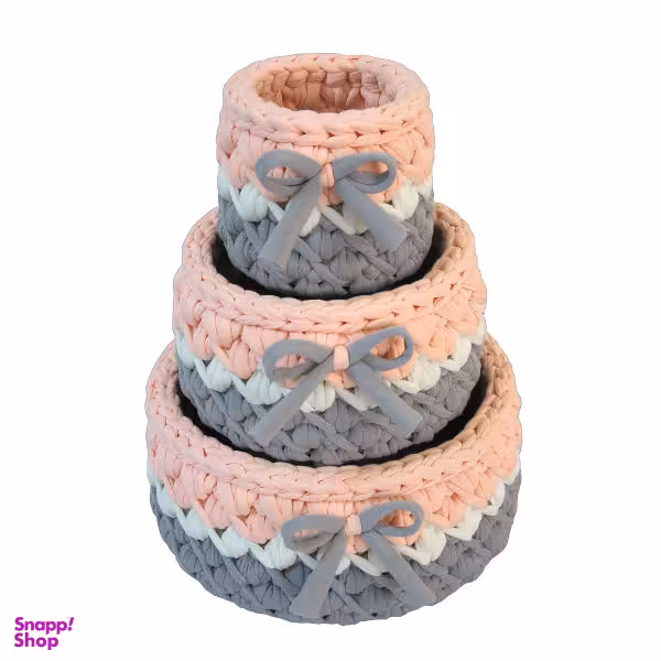 سبد قلاب بافی تریکو مدل BK01 مجموعه 3 عددی