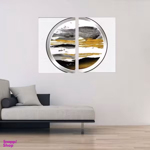 تابلو شاسی بکلیت طرح نقاشی مدرن نیم دایره مدل SH-1862 مجموعه 2 عددی