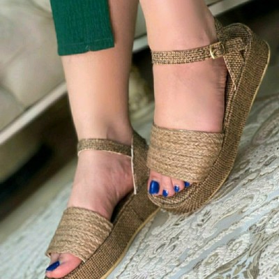 صندل کنفی حصیری لژدار ساده مجلسی شیک پاشنه بلند زنانه دخترانه طبی کد38