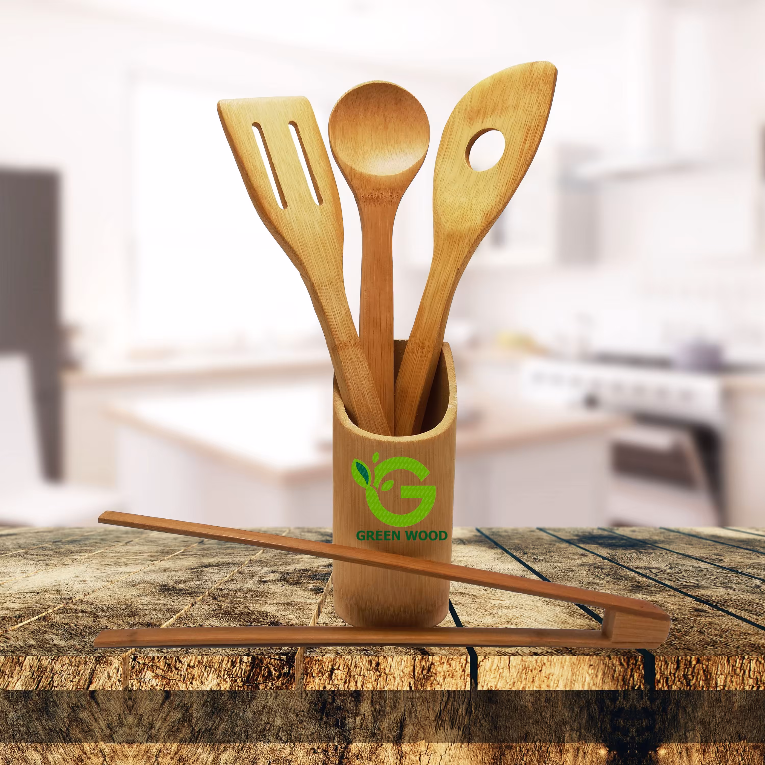 سرویس 5 پارچه کفگیر و ملاقه چوبی بامبو کد Gw130101003