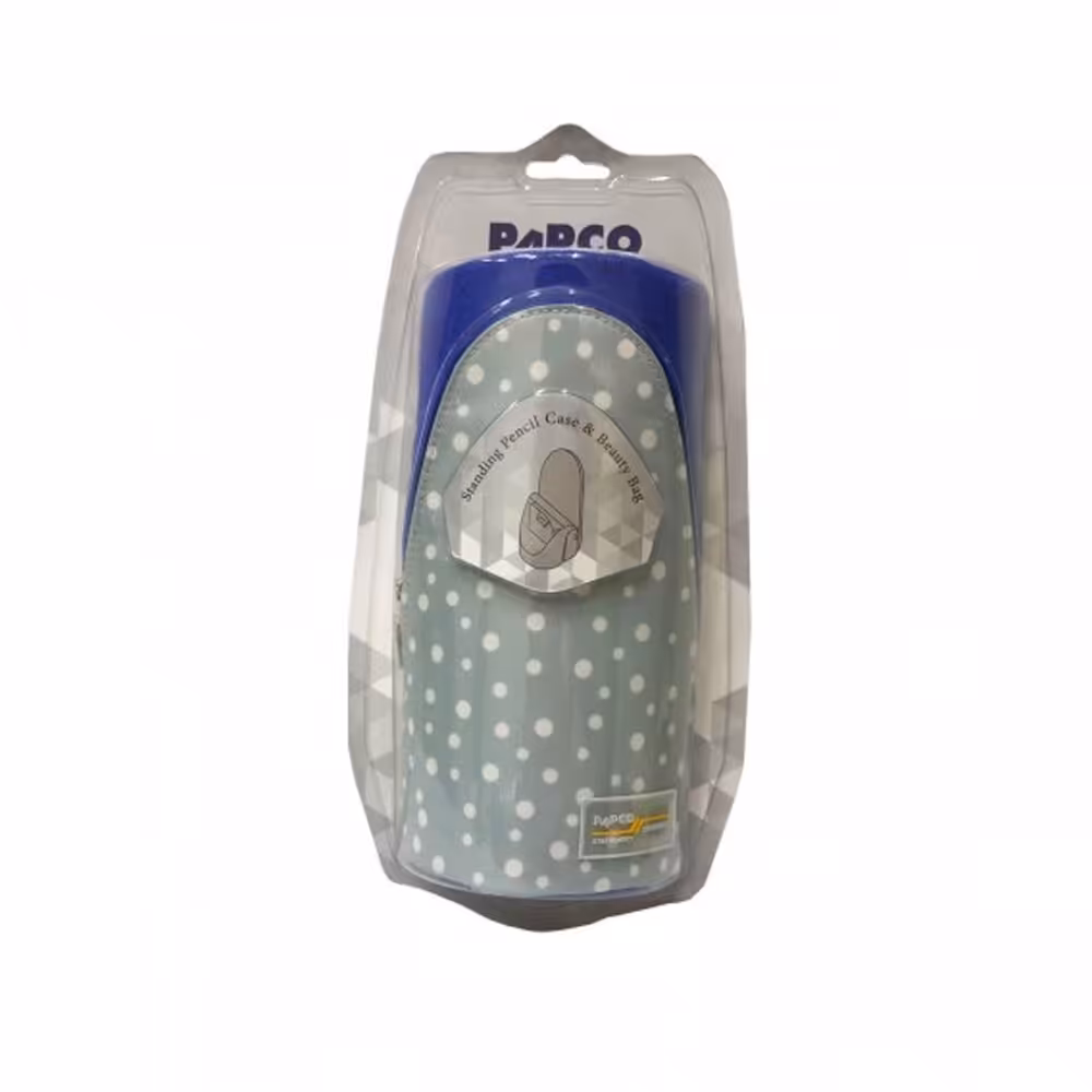 جامدادی پاپکو مدل استندینگ پارچه ای کد ZPC-346 رنگ آبی خال خال