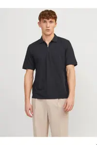 تی شرت یقه پولو آبی مردانه چوگان جزئیات زیپ Jack Jones Jack &amp; Jones