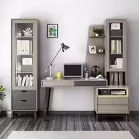 میزتحریر و کتابخانه مدرن 4 تیکه طوسی بژ