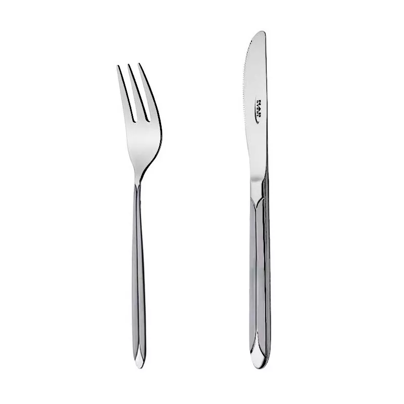 کارد و چنگال میوه خوری 6 نفره ناب استیل طرح پالرمو مات (12 پارچه)