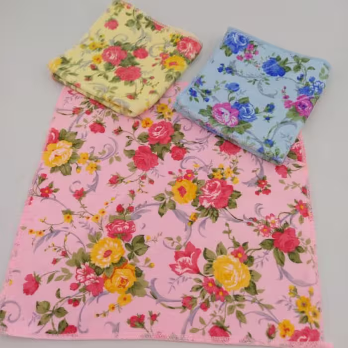 دستمال حوله ای گلدار سایز 30*30