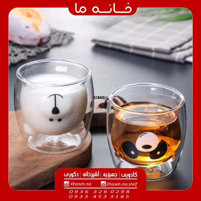 لیوان دوجداره فانتزی مدل خرس پاندا