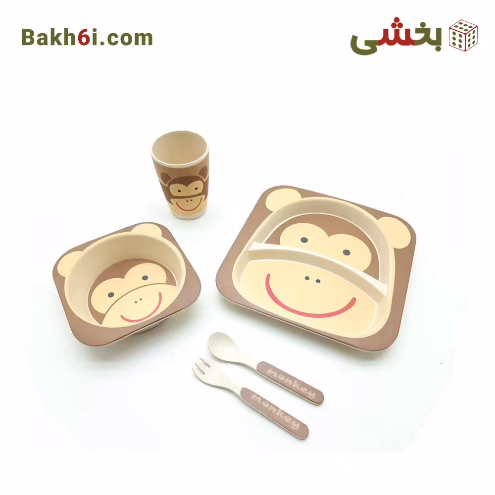 ظرف غذا کودک بامبو طرح میمون